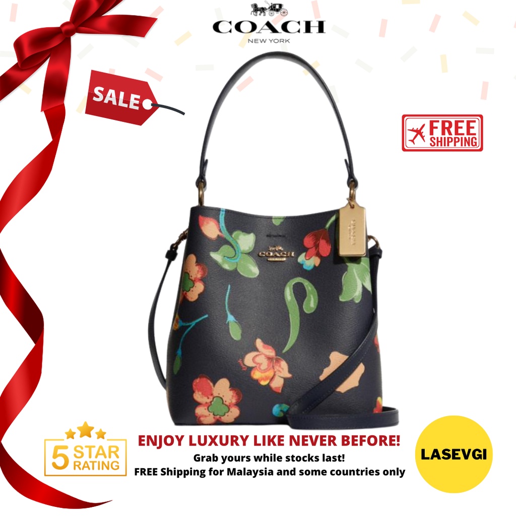 Original Sale! Coach Small Town Bucket bag signature floral dandelion