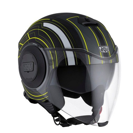 agv fluid helmet malaysia AGV FLUID OPEN FACE HELMET MULTI CHICAGO MATT BLACK /YELLOW