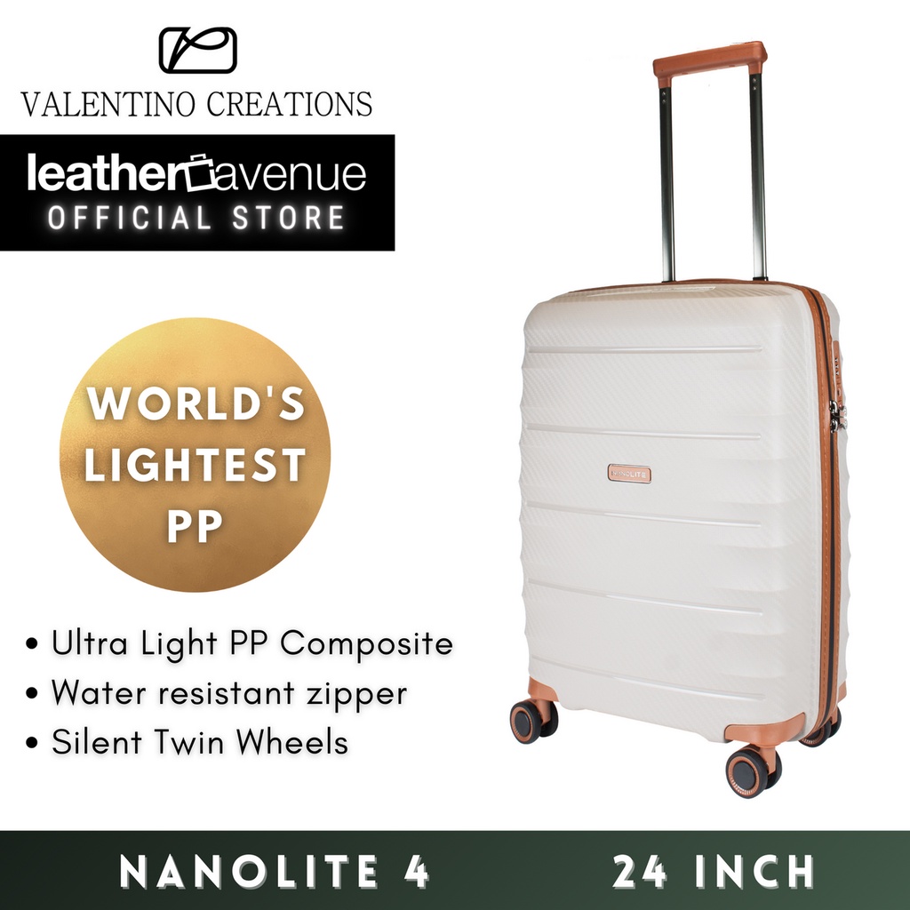 Valentino Creations Nanolite 4 24 inch WORLD S LIGHTEST PP Luggage UNBREAKABLE Travel Suitcase TSA Luggage 24 inch