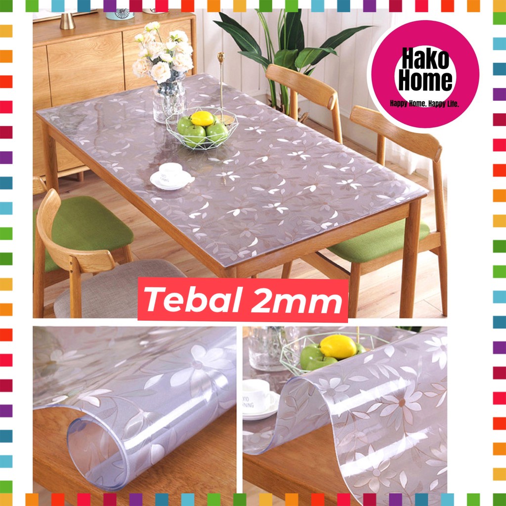 READY STOCK 2mm Flowed Design Frosted Alas Meja Plastic