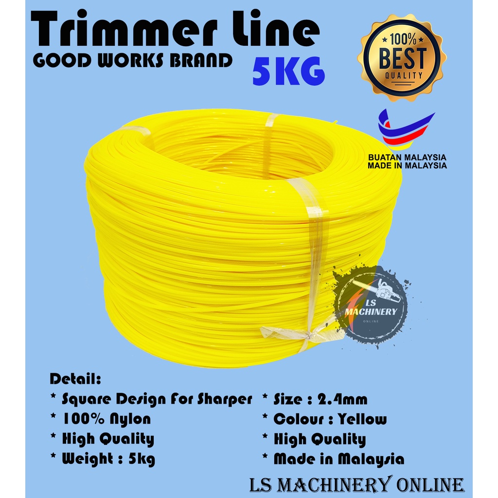 Good Works 2.4mm Square Nylon Grass Cutter Trimmer Line (5KG) /Grass ...