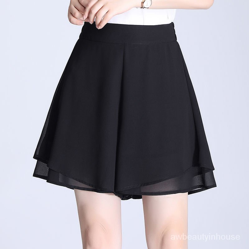 Women Chiffon Wide Leg Pants Short Pants M-5XL Plus Size Korean Style High  Waist Loose Casual Shorts Pants Skirt