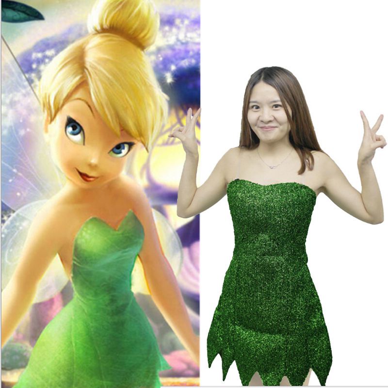 Fairy Tinker Bell Cosplay Costume Tinkerbell Dress Green Pixie Dress Up  Adult | Shopee Malaysia