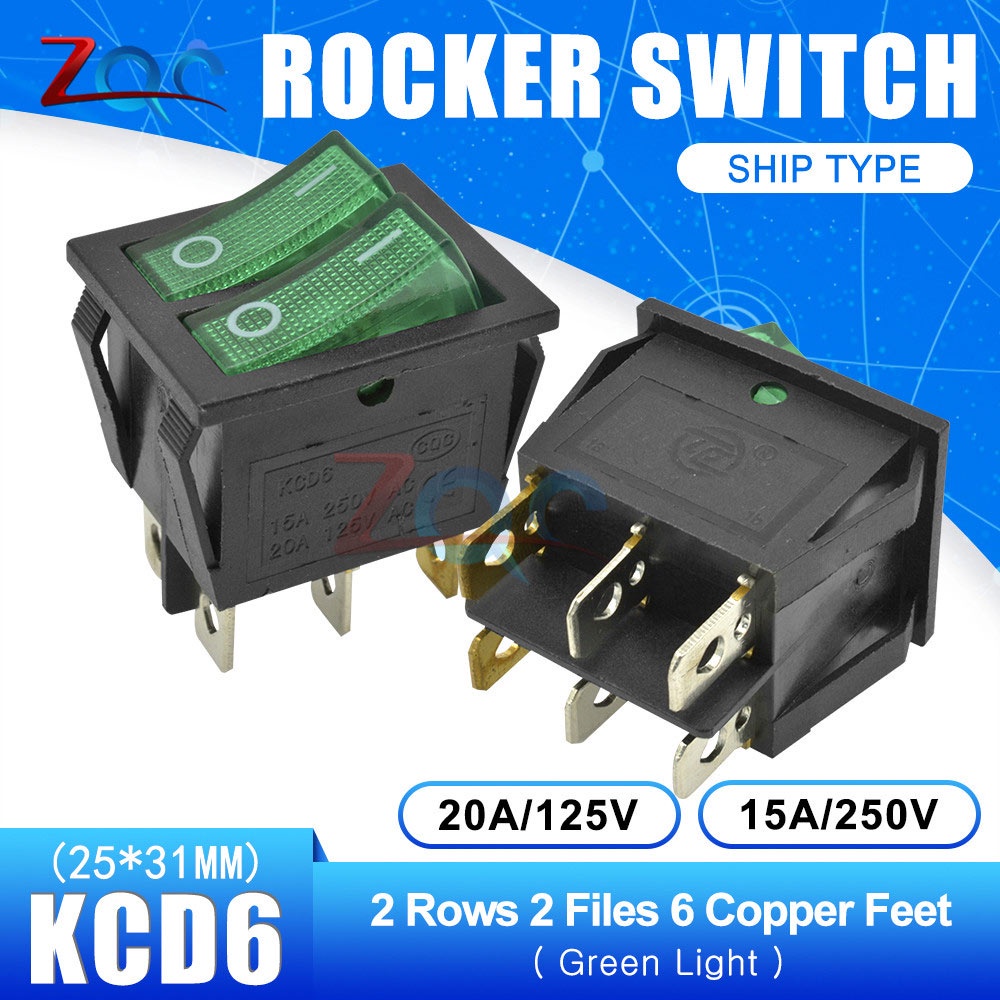 KCD6 Dual Rocker Switch ON-OFF 2 3 Position 6 4 pin 6Pin 4pin ...
