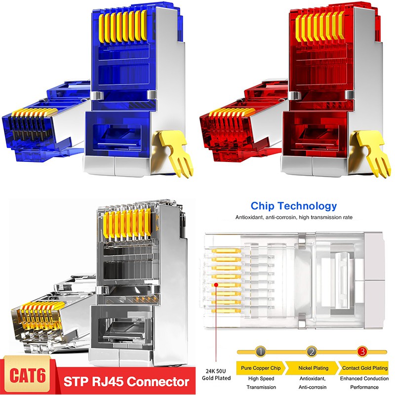 CAT6 STP Metal Shielded RJ45 Modular Plug Connector 8P8C | Shopee Malaysia