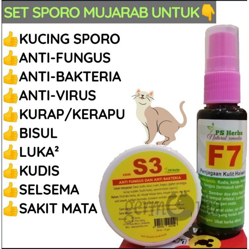 Spray Kurap/Fungus Kucing & Anjing F7 (40ml)/ Krim S3 (18g) | Shopee ...