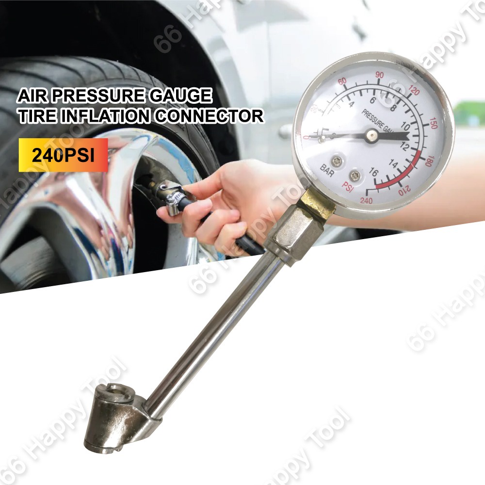 Tire Air Pressure Gauge Meter 0240PSI Automobile Dial Meter Vehicle