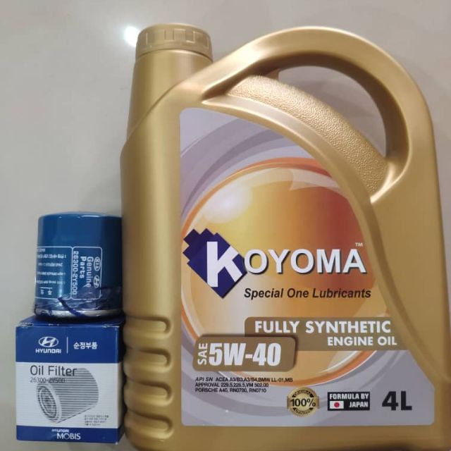 HYUNDAI /KIA OIL FILTER + KOYOMA 5W40 FULLY SYNTHETIC ENGINE OIL ...
