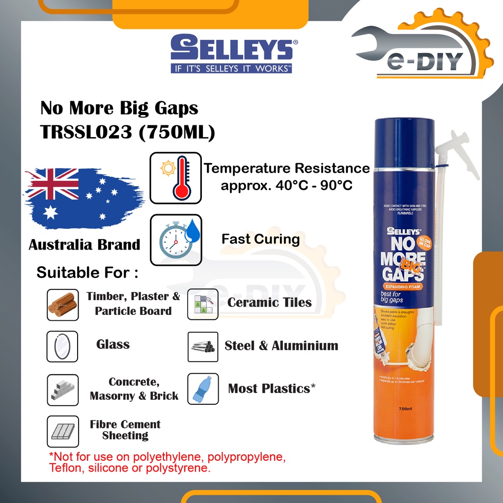 Selleys No More Big Gaps 750ml Expanding Foam Filler Gap Filler Penutup ...