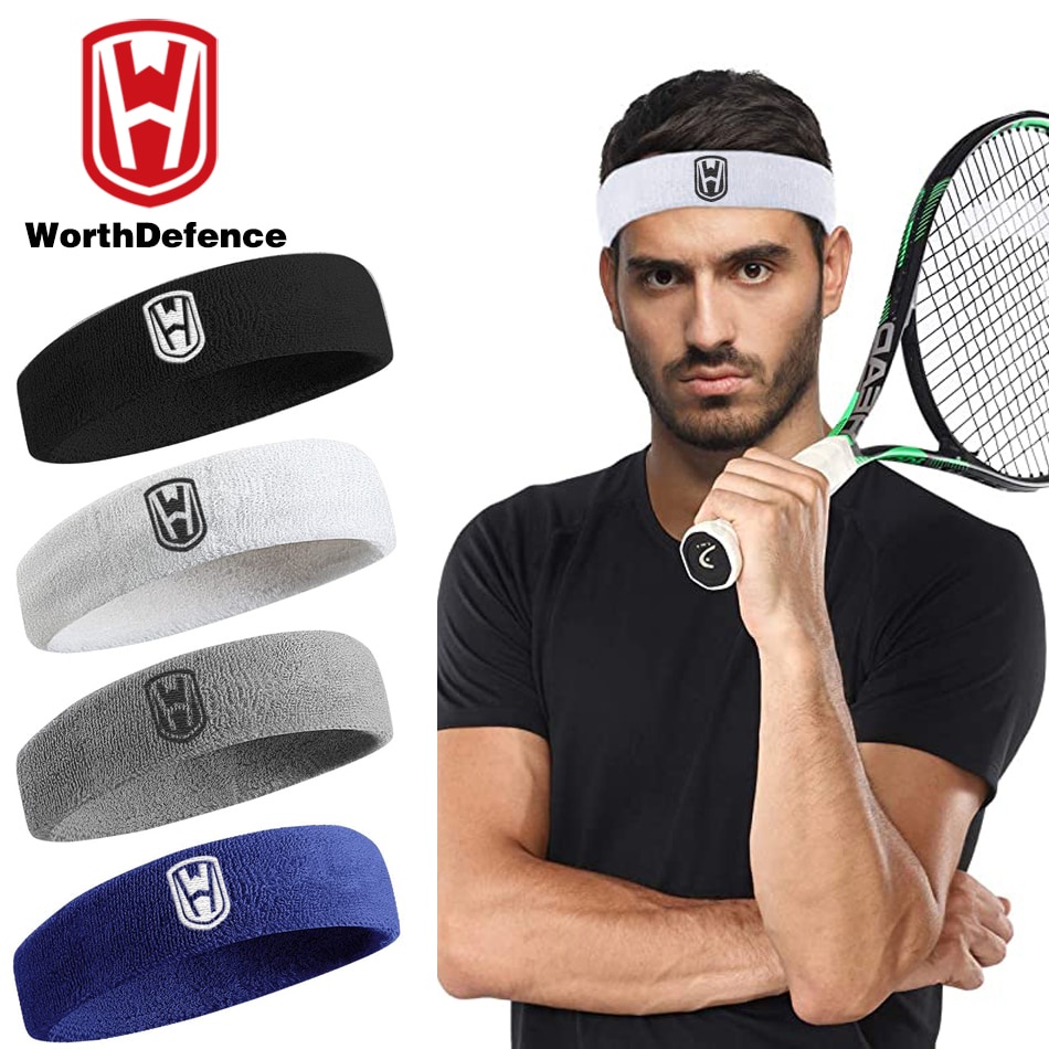 Worthdefence Cotton Athletic Headband Elastic Sweatbands Women Men