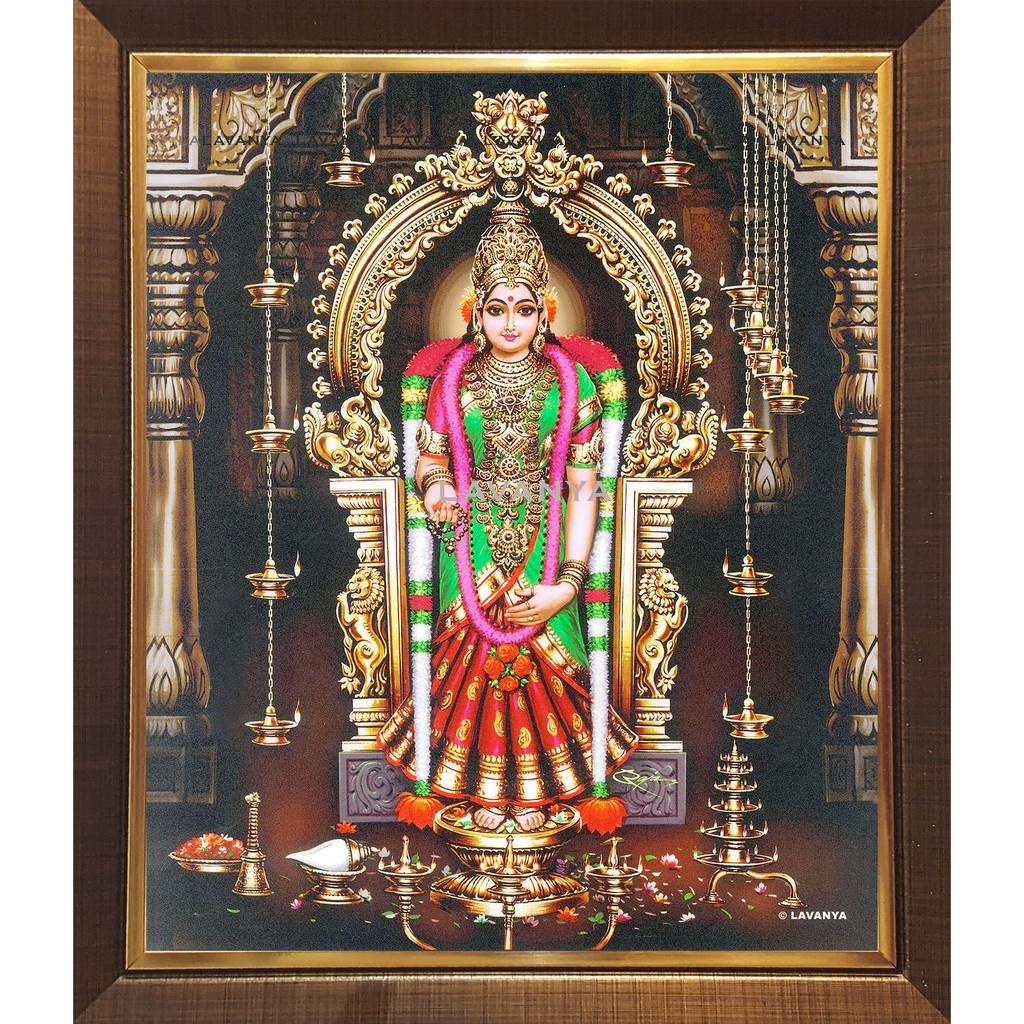 Bagavathy Amman Green Red Digital Photo with Lamination and Frame ...