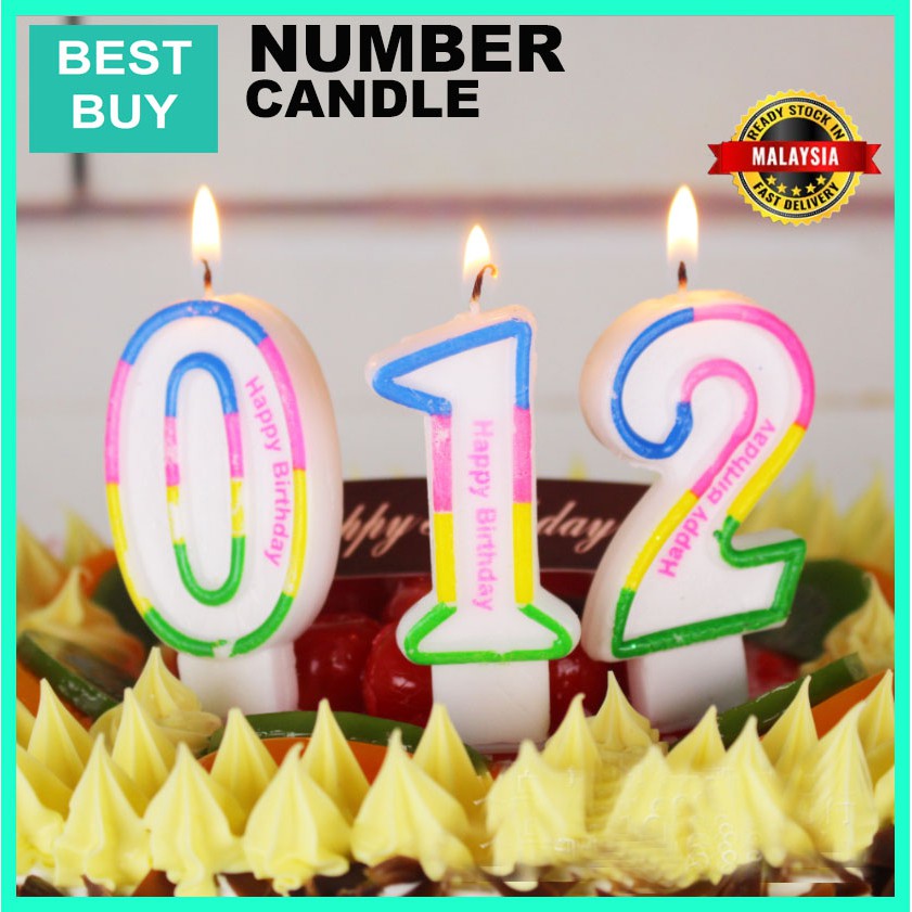 Ready Stock Big Numbering Colorful Rainbow Candle Birthday Candle