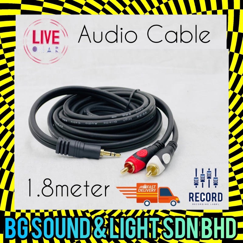 Yixian Av Audio Cable / Laptop Cable 1.8Meter 3.5mm to Twin Rca