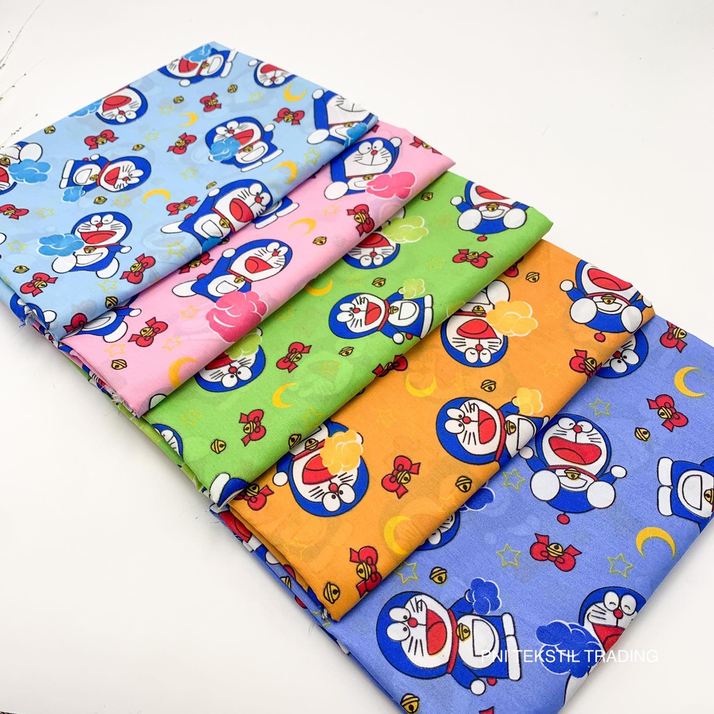 (96 Polyester; 4 Cotton)TC Cotton Design "DORAEMON" fabric / Kain TC Cotton Corak "DORAEMON
