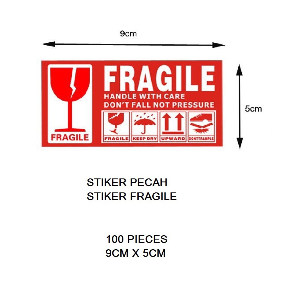 100 PCS / STIKER / Fragile Sticker / Fragile Label / Warning Label ...