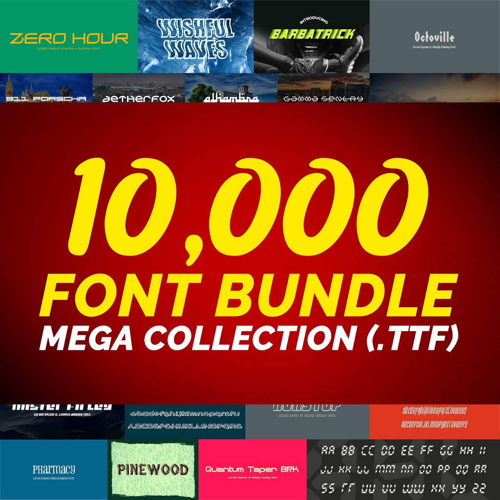 10,000 Biggest Font Collection Bundle | Mixed Premium and Free Font ...