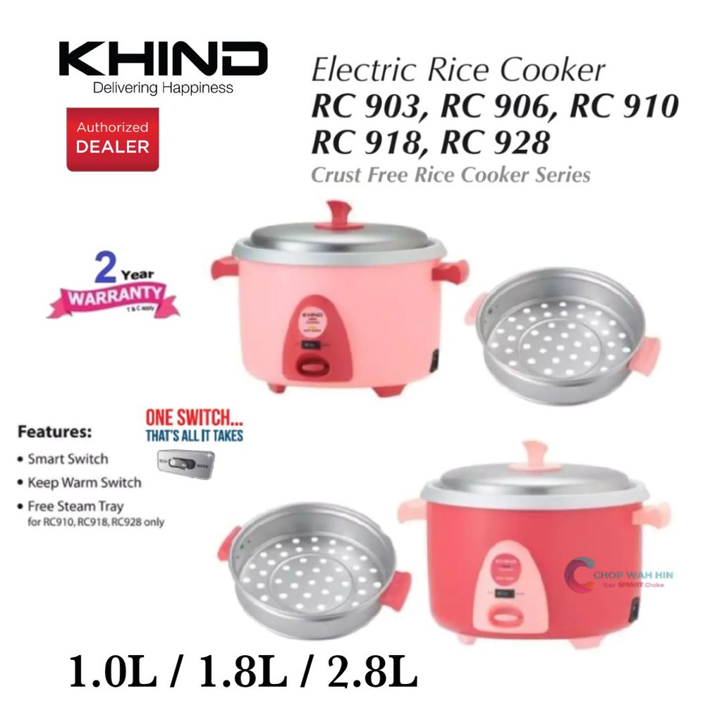 KHIND 1.0L / 1.8L / 2.8L RICE COOKER RC910, RC918, RC928 - FREE STEAM ...