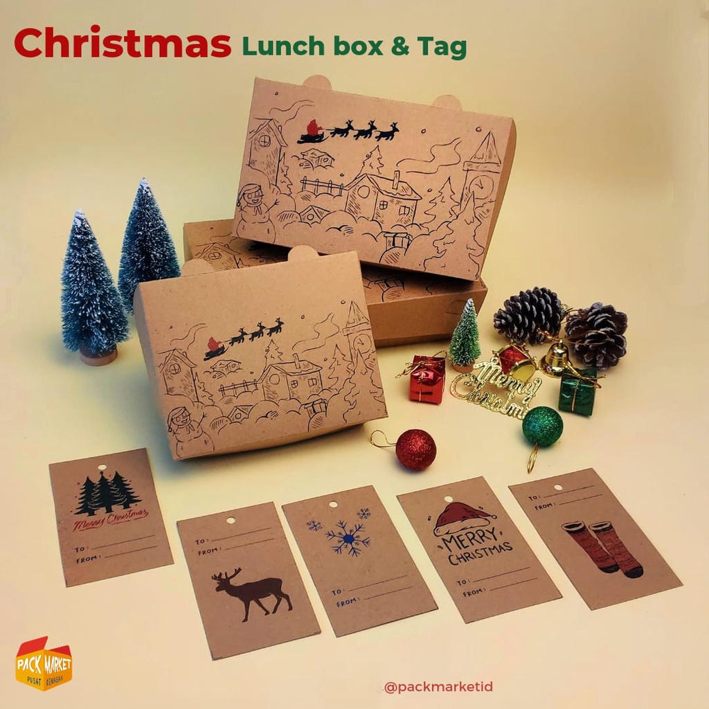 Christmas MOTIF ECO LUNCH BOX (1 pack contains 20 pcs) | Shopee Malaysia