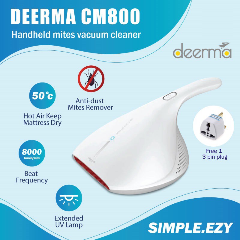 deerma anti allergic uvc mite vacuum cm800 white