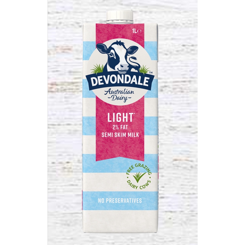 Devondale Australian Dairy Milk Light 2 Fat Semi Skim Long Life Milk