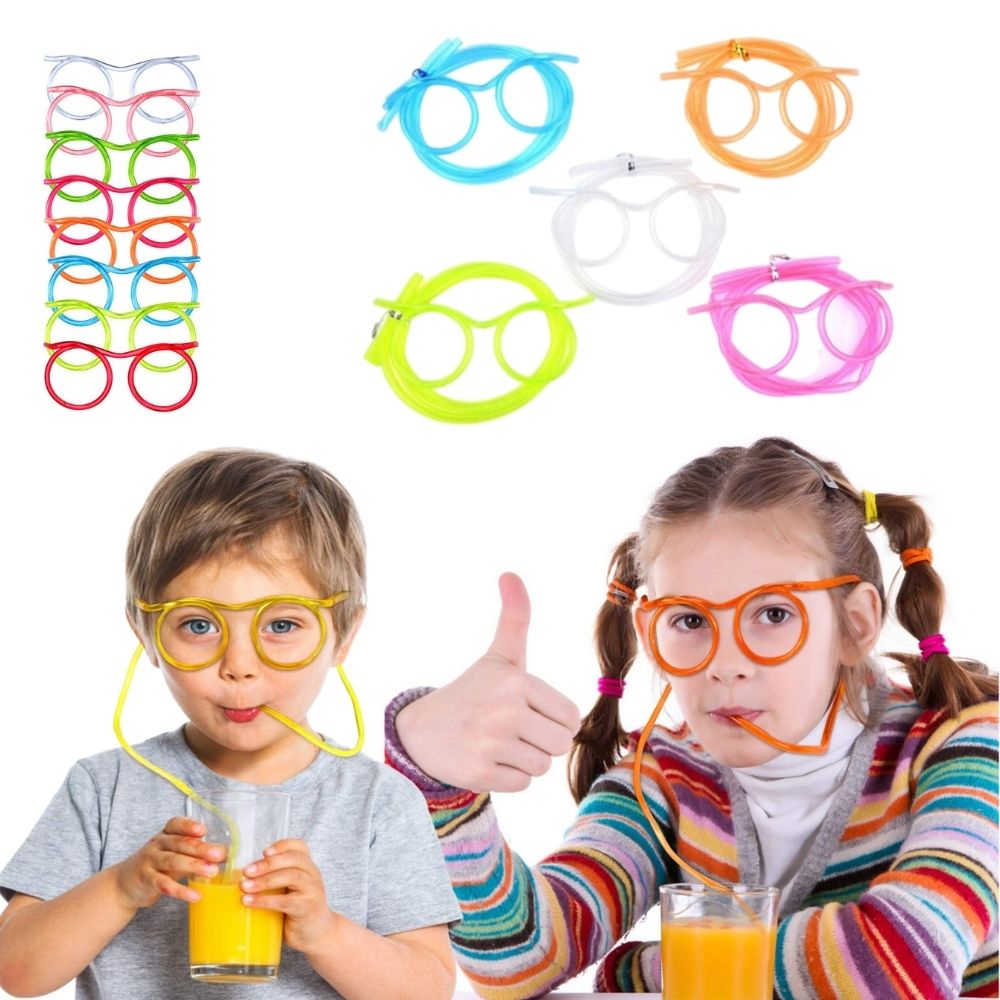 Soft Plastic Glasses Straw Funny Flexible Drinking Tube Birthday