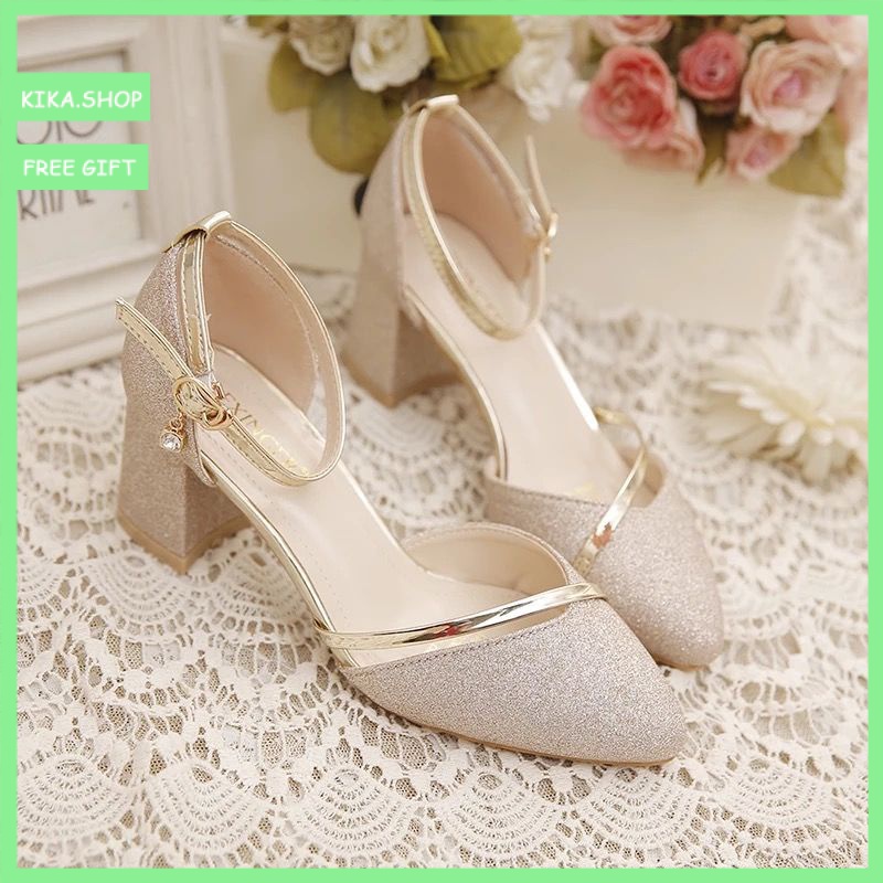 RAYA! Women's Spring Autumn New Sequin Wedding Shoes All-Matching Thick ...