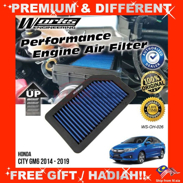 Car Air Filter HONDA CITY GM6 Standard / 1.5 Hybrid 2014 2019 WORKS
