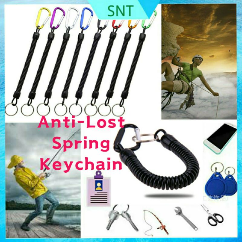 SNT KC-SB Tali Climbing Spring Rope Security Fishing String Lanyards  Anti-lost Retractable Secure Tools Hiking Carabiner