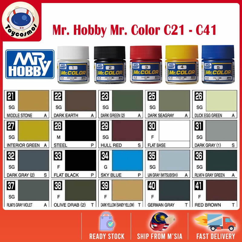 Mr.Hobby Mr. Color Lacquer Paint C21-C41 Paint Color For Plastic Model Kit  - 10Ml | Shopee Malaysia