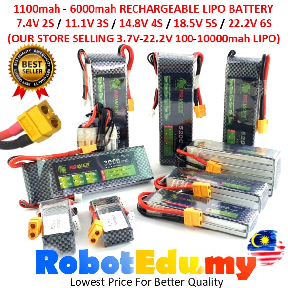 🔋7.4V 11.1V 14.8V 18.5V 22.2V 2-6S 25C 40C 1100mah 3000mah 5000mah Lipo Rechargeable RC Tamiya Racing Car Drone Battery