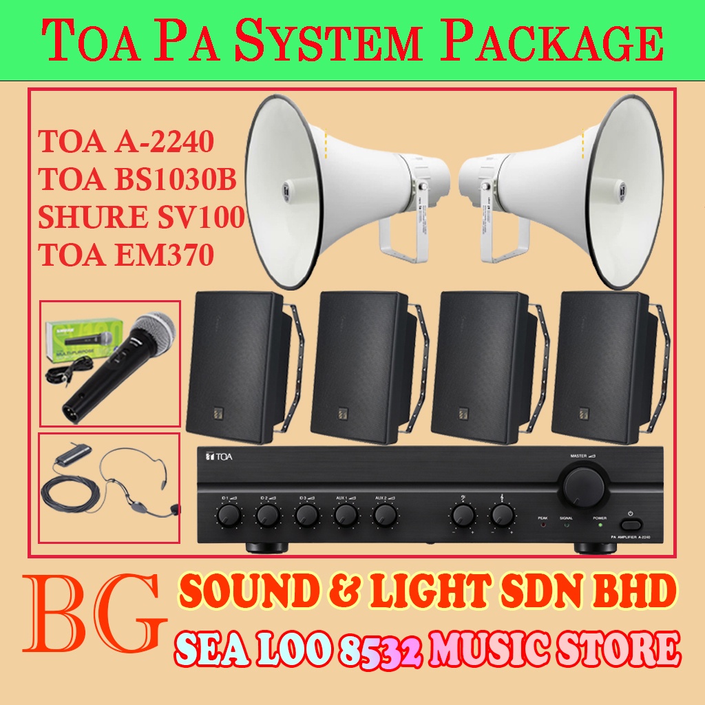 TOA PA SYSTEM PACKAGE (SURAU/MASJID) TOA A2240 240W MIXING AMP WITH 2