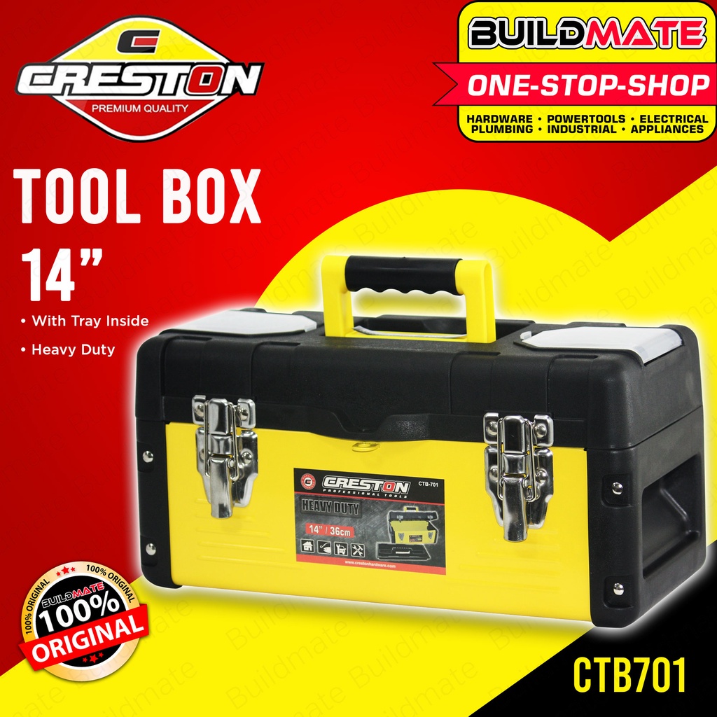 BUILDMATE Creston PVC / Metal Tool Box 14" Inch Tools Organizer Storage
