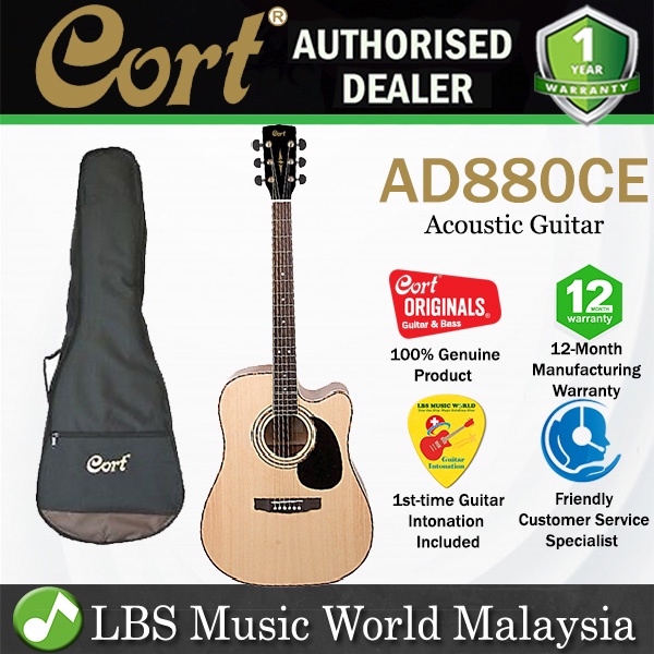 Cort AD880CE Dreadnought Cutaway Spruce Top Acoustic Guitar with Pickup ...