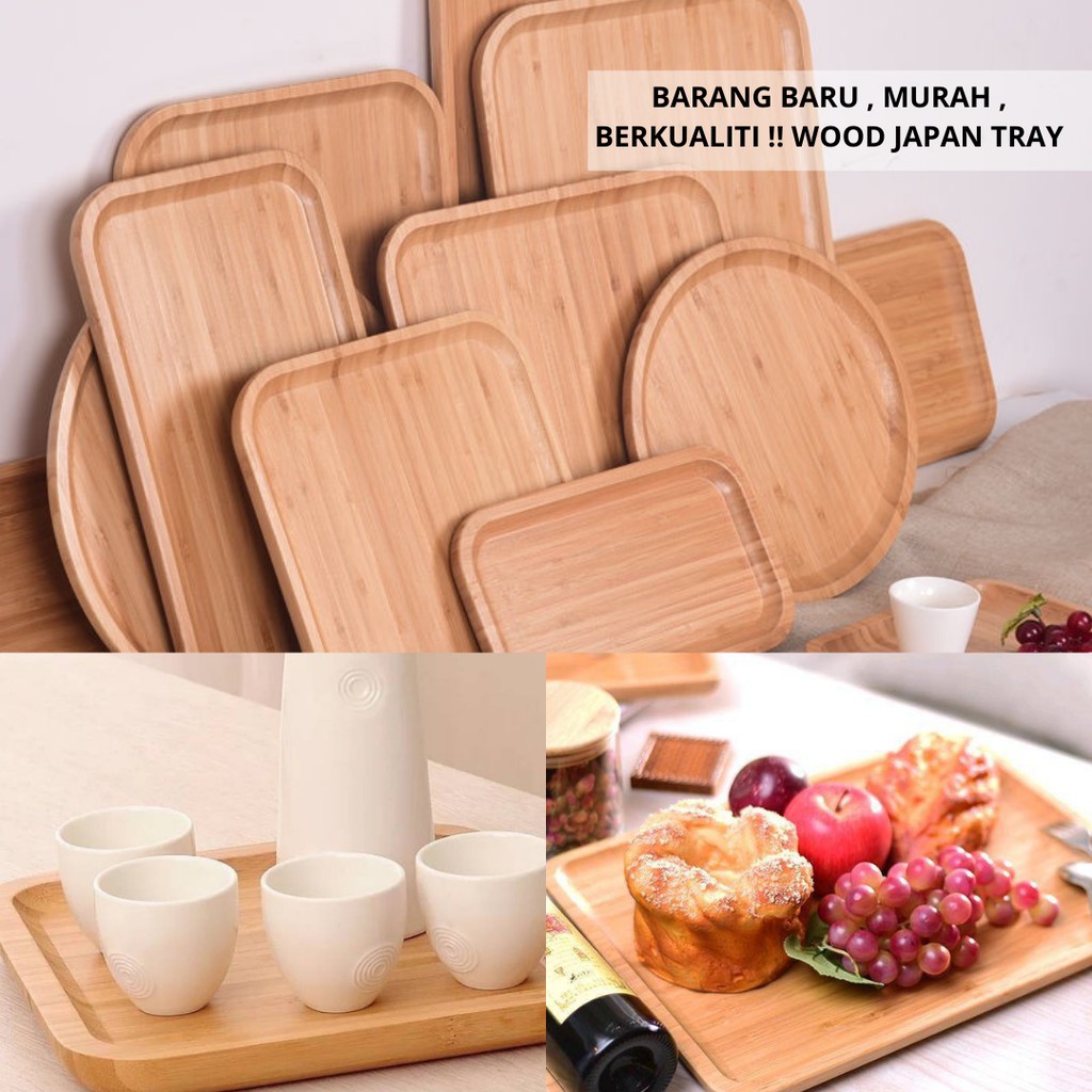 RECTANGLE WOODEN TRAY SERVING FOOD / PIRING KAYU TEBAL BULUH JEPUN