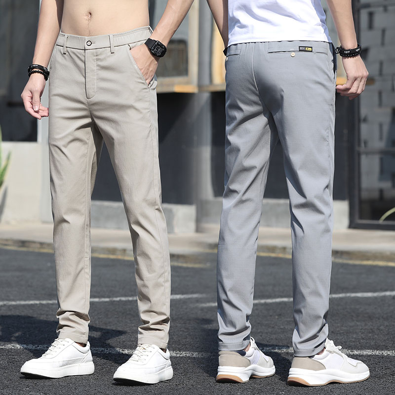 Summer Men's Casual Pants Lightweight Thin Fabric Solid Grey Khaki ...