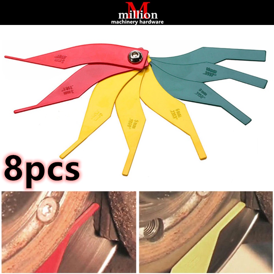 8pcs (212mm) Brake Pad Measuring Tool Gauge Feeler Tester Scale Lining