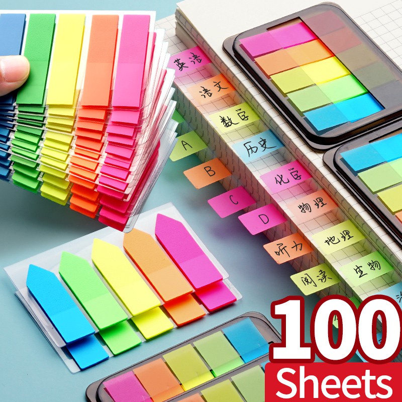 Licao 100pcs Fluorescent Index Sticker Indicating Label Classification ...
