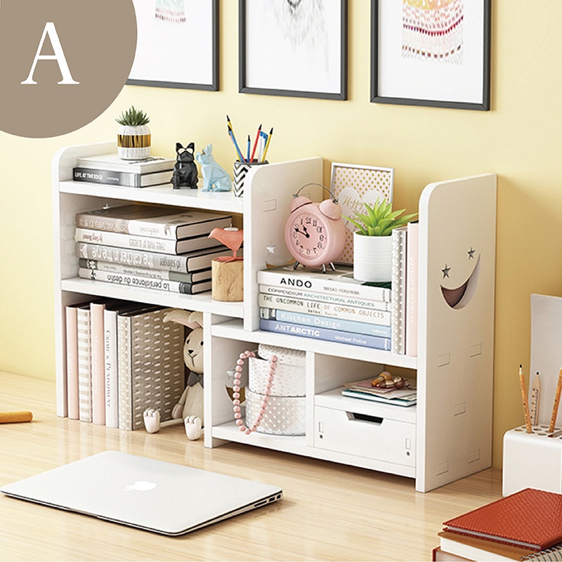 Smiley face design tabletop book rack student desktop storage rack ...