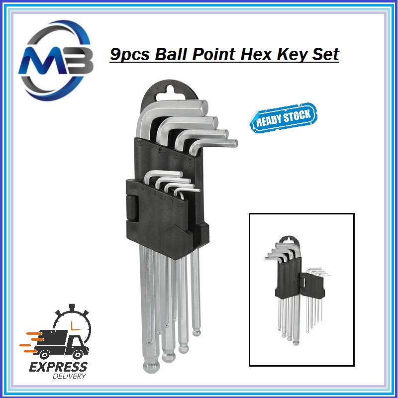 Ball Point Hex Key Long Arm Ball Point Set 9PCS | Shopee Malaysia