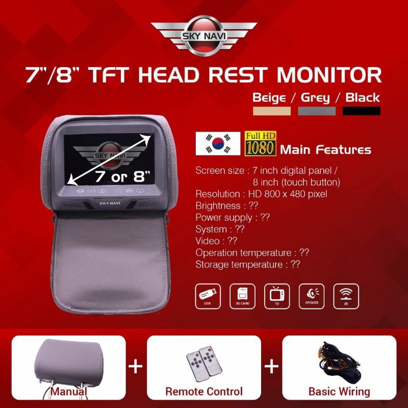 SKY NAVI FULL HD HEADREST LCD SCREEN Shopee Malaysia