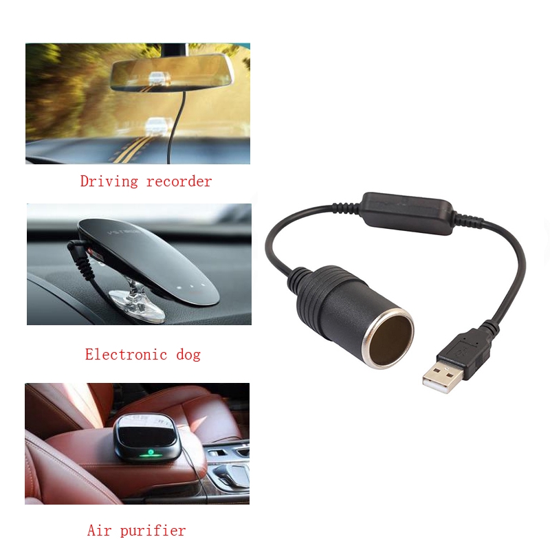 5V USB to 12V Cigarette Lighter Socket Socket USB Male to Female ...