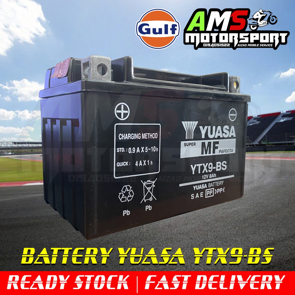 YUASA BATTERY YTX9 BS 12V 8AH PULSAR NS200 RS200 D400 100 ORIGINAL Shopee Malaysia
