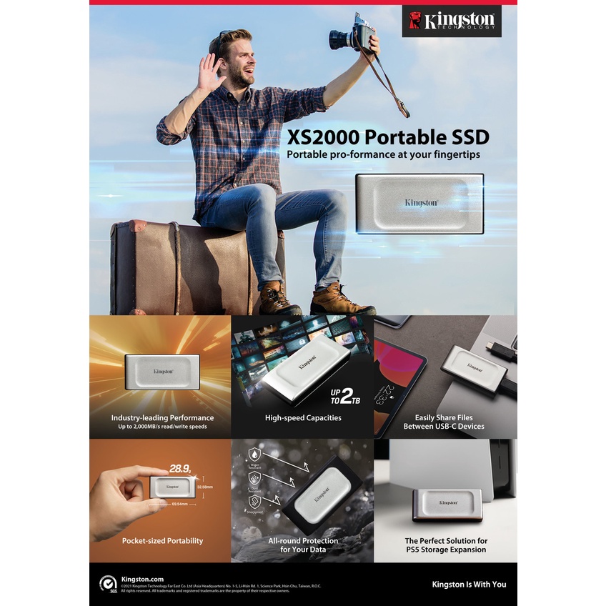 Kingston XS2000 High Performance External Portable Drive SSD Solid State Drive (500GB/1TB/2TB
