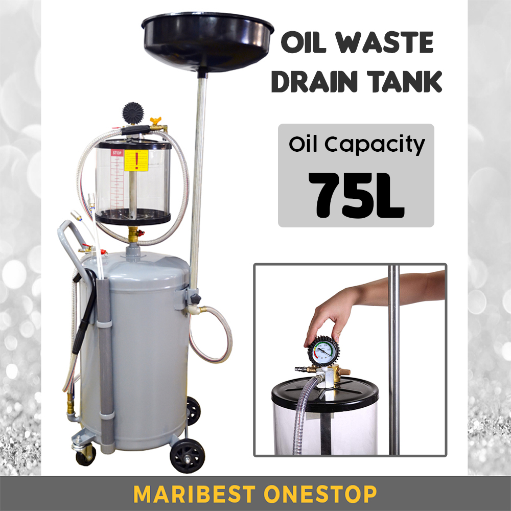 3197 Oil Receiver 75L Portable Oil Waste Drain Tank Air Operated