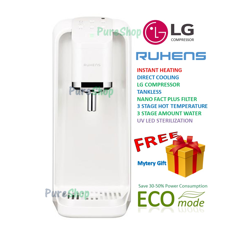 Korea Water Dispenser UV Sterilizataion RUHENS WHP3000 Tankless Instant Heating Chilling ECO