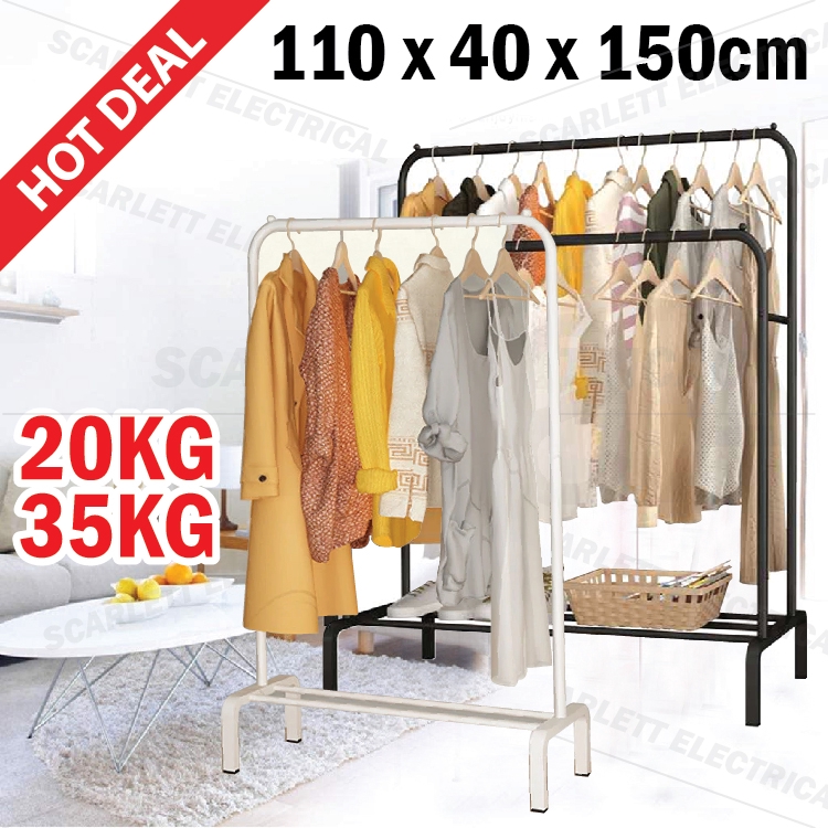 HEAVY DUTY Single Double Pole Floor Stand Drying Rack Hanging Clothes