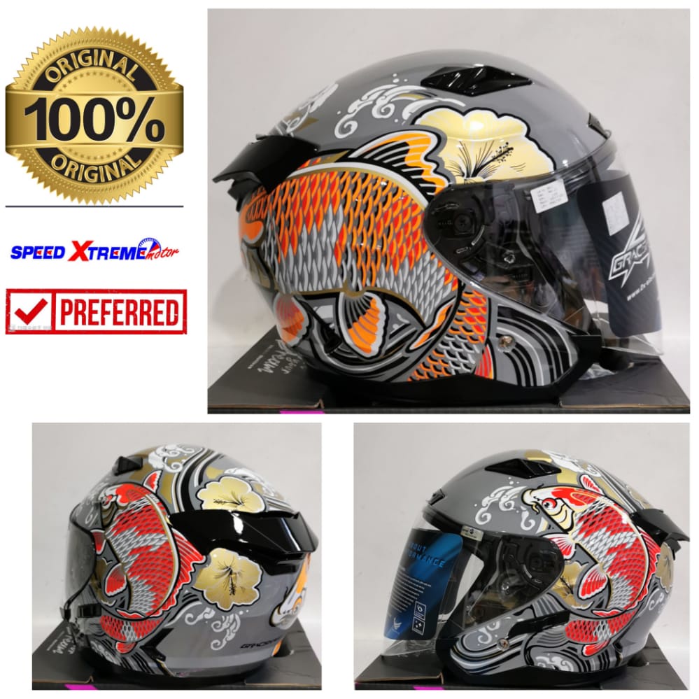 HELMET GRACSHAW G535 GENNEX KOIBITO NANO GRAY Shopee Malaysia