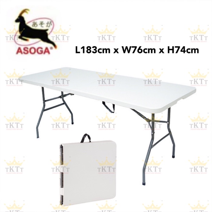TKTT ™️ Asoga 6 Feet Rectangle Foldable Banquet Table Portable Oblong ...