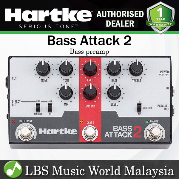 Hartke Bass Attack 2 Bass Preamp Direct Box with Overdrive 