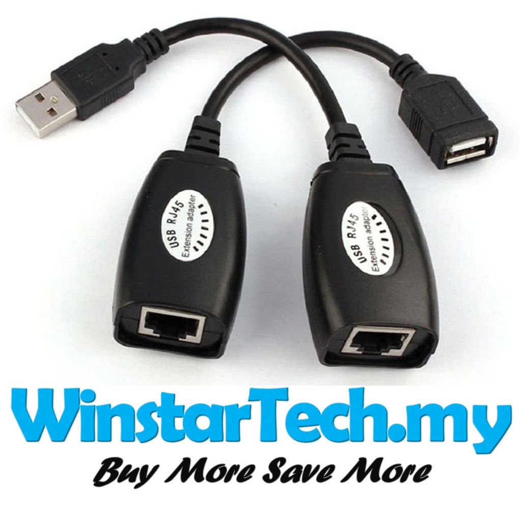 USB 2.0 to RJ45 Lan Extension Extender Adapter Repeater Over Cat5/Cat5e ...